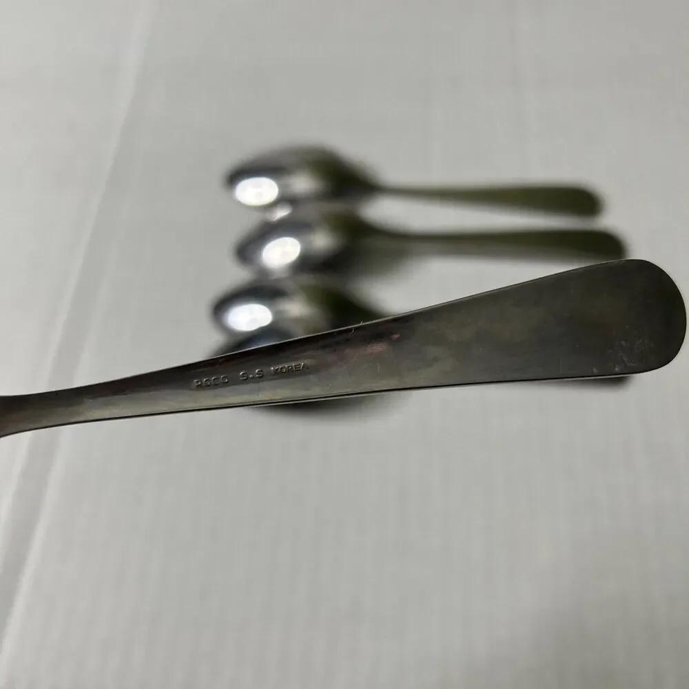 Rocco Spoon Set Of 5 Lot tablespoon? size FLAWED-ALL Damaged and Discolored Worn